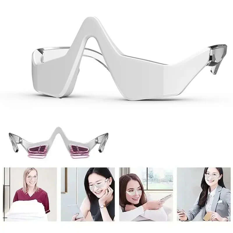 3D Red Light EMS Eye Massager Glasses for reducing dark circles and eye fatigue, featuring a sleek design and modern aesthetics.