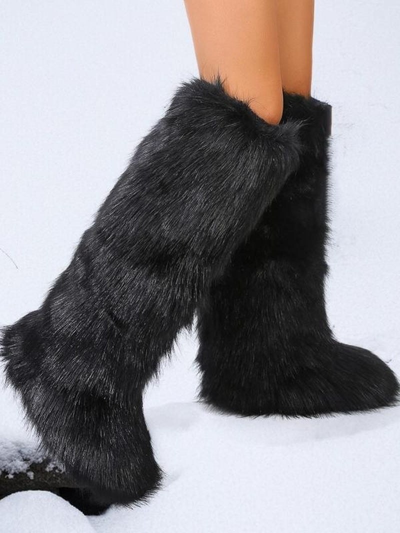 Fashionable Long Tube Snow Boots for Women, New Trend All-Match Plain Plush Knee Boots, Y2K Style Fashion Winter Fur Boots for Women