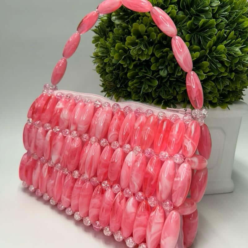 Candy Pop Beaded Bag for Outings and Occasions - Beaded Design with Unique Marble Accents