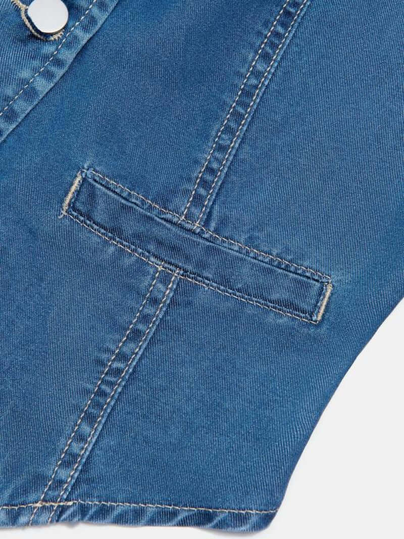 YOZY Women'S Denim Button Front Vest, Casual Sleeveless Vest for Daily Wear, Ladies Clothes for All Seasons